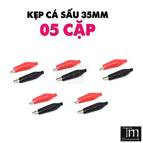 05 Cặp Kẹp Cá Sấu Đỏ Đen 35mm