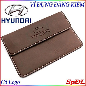 VÍ DA ĐỰNG ĐĂNG KIỂM, GIẤY TỜ Ô TÔ CAO CẤP in dập nổi logo hãng xe Hyundai kích thước 19x12cm