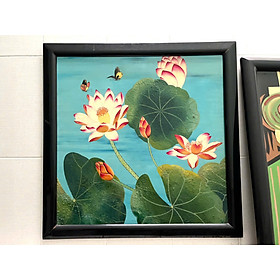 Mua Tranh sơn mài hoa sen cao cấp Thanh Bình Lê 80x80 cm có khung sơn mài đẹp