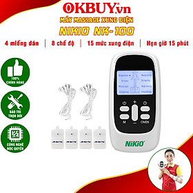 Máy Massage Xung Điện Nikio NK-100 - Trị Liệu Đau Nhức Cơ Bắp, Cải Thiện Căng Thẳng, Mệt Mỏi, 4 Miếng Dán Matxa Thư Giãn Toàn Thân, 8 Chế Độ, 15 Cường Độ Tùy Chỉnh - Dòng Pin Sạc Tiện Dụng