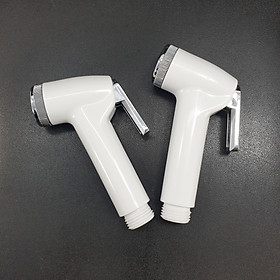 Mua Bộ 2 Tay xịt nhựa_Vòi xịt vệ sinh cò nhựa mạ si inox ABS trắng Cao cấp