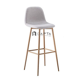 Mua Ghế quầy bar màu xám nhạt cố định cao 75cm CB2151-F Nội thất Capta.vn Ghế đảo bếp nệm bọc vải bố màu xám nhạt có lưng tựa chân sắt sơn vân gỗ