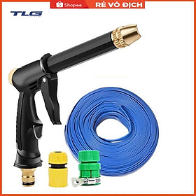 Bộ dây và vòi xịt rửa xe tưới cây tăng áp,vòi xịt rửa,vòi tưới cây 810-2621 (dây xanh dẹt- cút nối xanh)