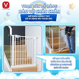 Combo 01 Thanh chắn cầu thang và cửa- Không cần KHOAN ĐỤC- (Rộng 72-85cm, cao 76cm) và thanh nối 20cm giúp Bé an toàn