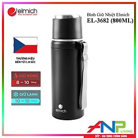 Mua Phích Giữ Nhiệt 3 lớp Inox 304 Elmich EL-3682 (Mầu Đen  Dung tích 800ml  Có Quai Xách Tiện Lợi) - Hàng Chính Hãng