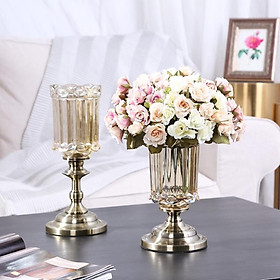 Mua TnP DECOR -Bình hoa thủy tinh đế đồng cao cấp decor phòng khách  trang trí phòng ngủ phong cách Bắc Âu và tân cổ điển