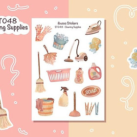 Hình ảnh Sticker sheet cleaning supplies - chuyên dán, trang trí sổ nhật kí, sổ tay | Bullet journal - Unim034