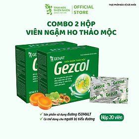Combo 2 hộp 20 viên - Viên ngậm thảo mộc Gezcol Hỗ trợ giảm ho, giảm đờm, giảm đau rát họng, khản tiếng - Genat