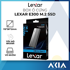 Box ổ cứng Lexar E300 M.2 SSD Enclosure hỗ trợ NVMe SSD 2280/2260/2242/2230, USB 3.2 Gen 2 - Hàng chính hãng