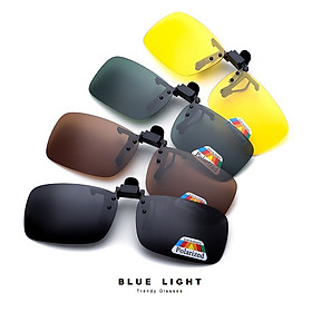 Kẹp Kính Râm Mắt Phân Cực Dáng Chữ Nhật, Phân Cực Polarized. Chống Tia UV, Màu Đen, Nâu, Vàng, Xanh Lá - BLUE LIGHT