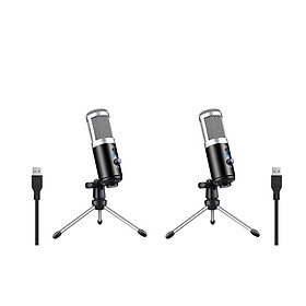 2x USB Condenser Microphone For PC Laptop Desktop Computer Studio Recording
