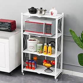 Kệ gấp gọn 3/4/5 tầng Vando chính hãng - Kệ đa năng có bánh xe di chuyển, Kệ để lò vi sóng, kệ sách trang trí phòng khách, phòng ngủ bằng Thép Carbon không gỉ, cao câp
