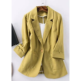Áo Blazer Nữ Linen Tay Lỡ 5 Màu - Vàng - L