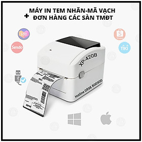 Máy in mã vạch, tem nhãn, in đơn hàng, phiếu giao hàng TMĐT Xprinter XP-420B - Hàng Chính Hãng
