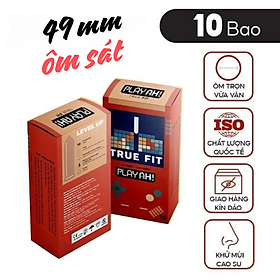 Mua Hộp 10 cái bao cao su PlayAh True Fit Ôm Sát size 49mm size nhỏ chống tuột bao