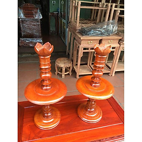 Cặp nến thờ gỗ hương (cao 52, đường kính 25cm)