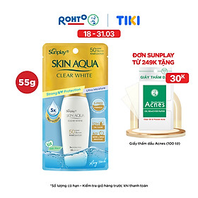 Kem chống nắng Skin Aqua dưỡng trắng, kiểm dầu, dùng hàng ngày dạng sữa Sunplay Skin Aqua Clear White Eco Việt Nam SPF50, PA++++ 55g