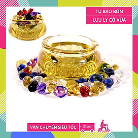 Hủ vàng bát tụ bảo bồn lưu ly 6cm + 40 thỏi vàng ngũ hành chiêu tài cực mạnh