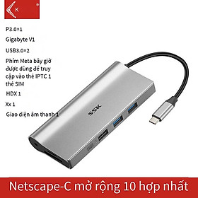 Trạm nối đa chức năng ssk/Biaowang Type-C thuận lợi nhất cho đầu đọc thẻ RJ45 HDMI USB3.0HUB tất cả trong một