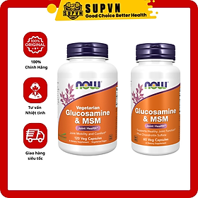 Now Glucosamine Chondroitin & MSM Vegetarian (60 - 120- 240 Viên) - Hỗ trơ xương khớp tăng dịch nhầy và tái tạo sụn - Now Glucosamine & MSM - 60 Viên