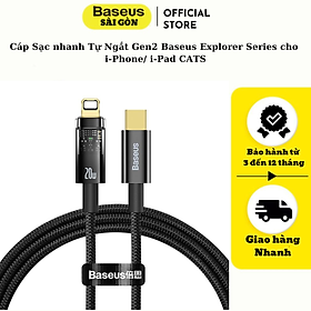 Mua Cáp Sạc nhanh Tự Ngắt Gen2 Baseus Explorer Series cho i-Phone/ i-Pad (Type C to Light-ning Auto Power-Off  PD 20W Fast Charging Data Cable) CATS000001- Hàng chính hãng