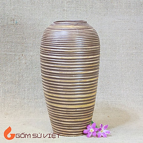 Mua Bình hoa gốm mộc dáng bom miệng bầu ganh nâu - Gốm Bát Tràng