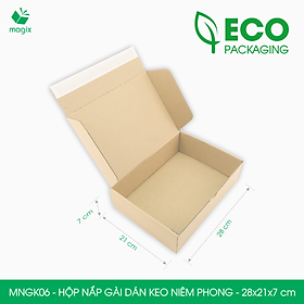 MNGK06 - 28x21x7cm - COMBO 100 HỘP CARTON NẮP GÀI HÔNG CÓ KEO NIÊM PHONG - THÙNG HỘP CARTON ĐÓNG HÀNG