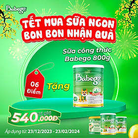 (TẶNG 1  800GR) Combo 6 lon sữa mát tăng cân, cải thiện biếng ăn, táo bón Babego 0-12 tháng siêu tiết kiệm tặng khăn tắm loại to trị giá 540.000Đ