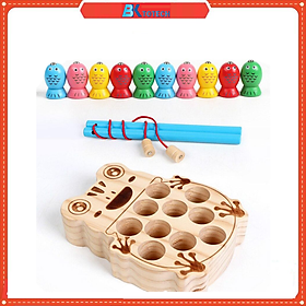 Đồ chơi câu cá bằng gỗ, Câu cá khay ếch cho bé - Hàng chính hãng