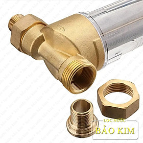 Bộ lọc nước thô đầu nguồn xử lý nước sinh hoạt ren đồng 27(3/4’’) , 34 (1’’) | lõi sợi Inox | công suất 3.5m3/h (Hàng chính hãng)