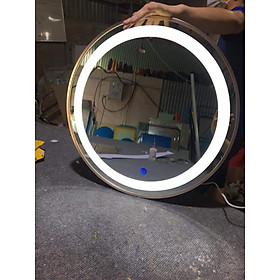 Mua Gương Tròn Có LED treo tường viền nhôm đen  nhôm vàng  bằng kim loại  phím cảm ứng tắt mở  màu led trắng d60cm