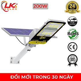 Đèn Đường Led Năng Lượng Mặt Trời Siêu Sáng 200W CHÍNH HÃNG- LK SOLAR LD-44200, Sử dụng 100% năng lượng mặt trời, lắp đặt ngoài sân, đường phố, trang trại, cảm biến ánh sáng, có remote điều khiển