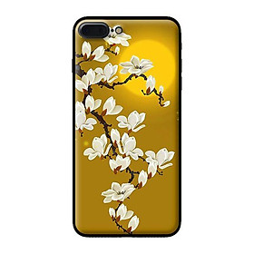 Ốp in cho iPhone 8 Plus Hoa Trắng Nền Vàng - Hàng chính hãng