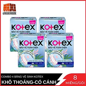 Combo 4 Băng Vệ Sinh Maxi 23cm Kotex Khô Thoáng Kết Hợp 3 Chống Tràn 8