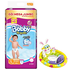 Tã/bỉm quần Bobby gói Mega Jumbo L111 (9 - 13kg) [Tặng phao bơi hình thú INTEX]