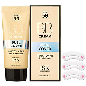 Kem nền BB Cream kiềm dầu, lâu trôi ISK FULL COVER BB CREAM SPF 50+/PA+++ Hàn quốc 45ml/ Hộp TẶNG 1 KHUÔN MÀY