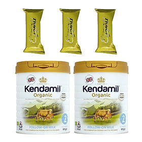 Combo 2 hộp Sữa bột Nguyên kem công thức hữu cơ KENDAMIL ORGANNIC số 2: ORGANIC FOLLOW ON MILK (800G) ( cho trẻ từ 6-12 tháng tuổi) - Phát triển chiều cao và trí não, tăng cân, tăng sức đề kháng – Tặng 3 bánh quế cuộn hiệu Kapad