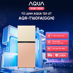 [SẢN PHẨM MỚI 2025] Tủ lạnh AQUA 130 lít ngăn đá trên AQR-T160FA(GGN) - Màu Be hồng - Freeship toàn quốc - Bảo hành 2 năm - Hàng chính hãng