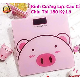 Cân sức khoẻ heo hồng, pin tiểu, kính cường lực