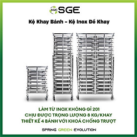 Kệ Khay Bánh, Kệ Inox Để Khay, Kệ Để Khay Bánh. Nhiều Kích Cỡ, Tiện Dụng, Đa Năng Có Bánh Xe Đẩy Và Khoá Bánh Xe, Chất Liệu Inox Cao Cấp Tiêu Chuẩn Thực Hàng Nhập Khẩu Chính Hãng SGE Thái Lan