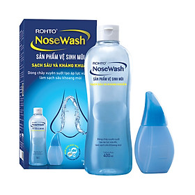 Bộ sản phẩm rửa mũi tiện dụng Rohto NoseWash (1 bình vệ sinh mũi Easy Shower + 1 chai dung dịch 400ml)