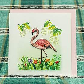 Thiệp Giấy Xoắn Chủ Đề Chim - Hồng Hạc - CNB1511