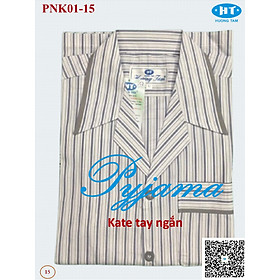 Bộ Pyjama HUONGTAM Kate tay ngắn nam cao cấp(PNK02N9). Chất liệu Kate loại tốt: mềm mại, thoáng mát, không phai màu