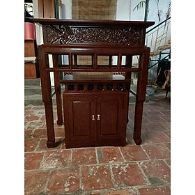 bộ bàn thờ gỗ sồi 107cm mẫu hiện đại màu cánh gián