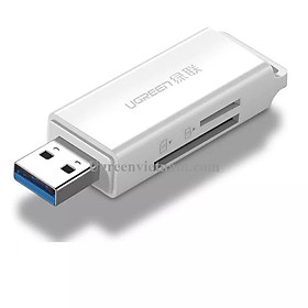 Đầu đọc thẻ nhớ SD/TF chuẩn USB 3.0 màu trắng Ugreen 40753 - Hàng chính hãng