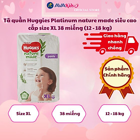 Tã quần Huggies Platinum nature made siêu cao cấp size XL 38 miếng (12 - 18 kg)