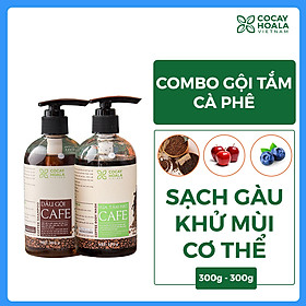 Combo dầu gội sữa tắm chiết xuất cà phê, sạch gàu, khử mùi cơ thể, tẩy tế bào chết Cocayhoala 300g