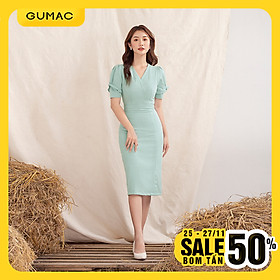 Đâm váy nữ DA10112 GUMAC thiết kế cổ V xẻ tà