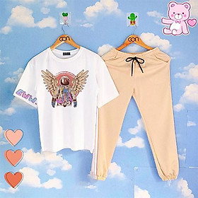 COMBO TIẾT KIỆM Set Đồ Bộ Áo Thun Tay Lửng Quần Kẻ 2 Sọc, Quần Ulzzang 2 Sọc