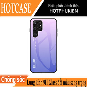 Ốp lưng kính cường lực cho Samsung Galaxy S23 / S23 Ultra / S23 Plus / S23+ hiệu HOTCASE Gradient Case chống sốc chống va đập, hiệu ứng gradient theo góc nhìn, chống sốc cực tốt, chất liệu cao cấp - hàng nhập khẩu - Galaxy S23 Ultra - Tím